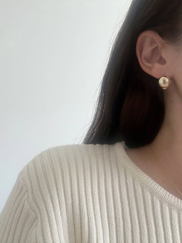 MOND HAUS - Wholesale Huggie Earrings - Anita Earrings | Puff Sphere Ball Snap Closure Huggie Hoop4