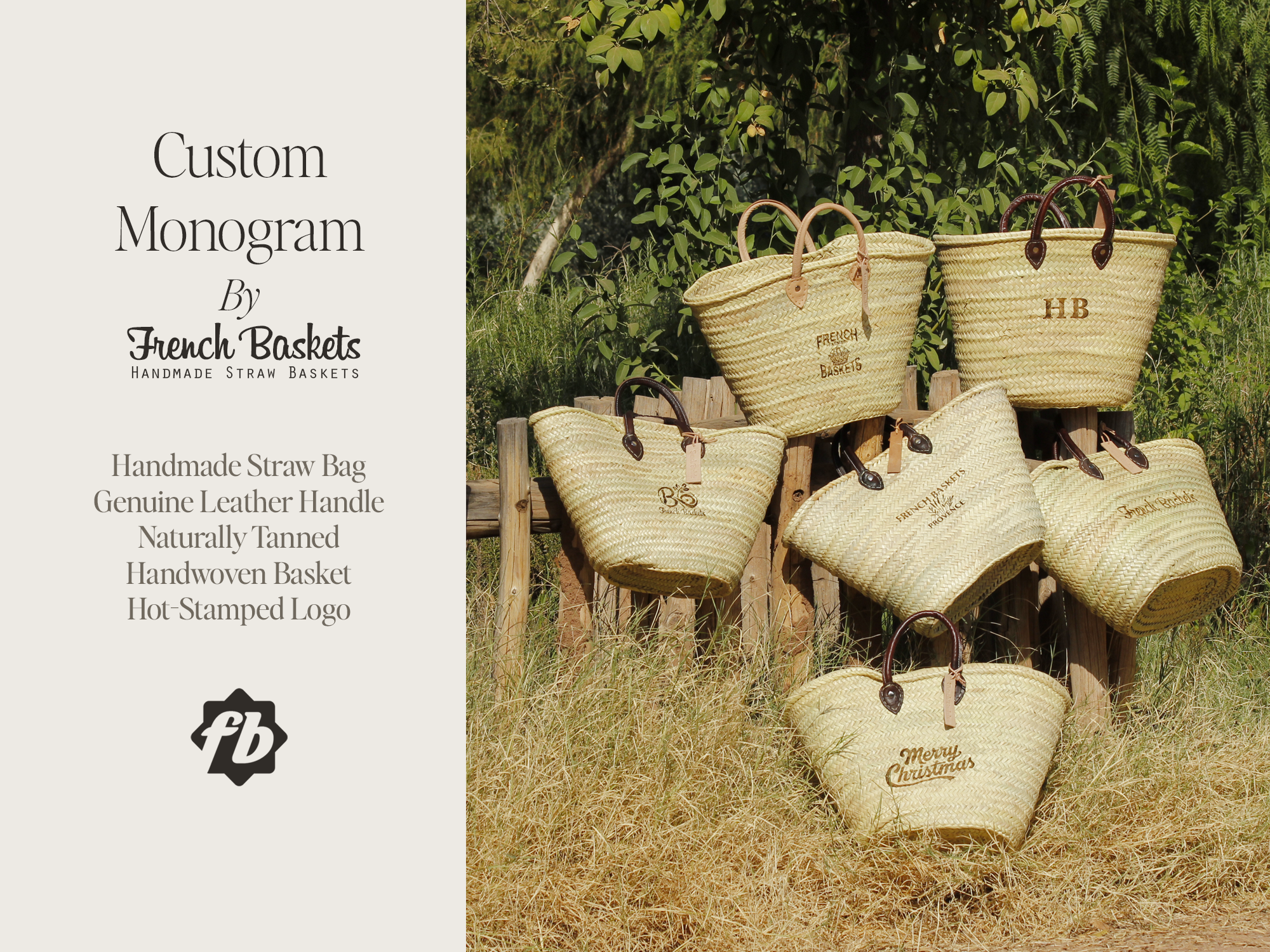 French Baskets - Vendita all'ingrosso Cinghia per borsa - Unisex - Monogramma personalizzabile con cestino francese stampato a caldo6