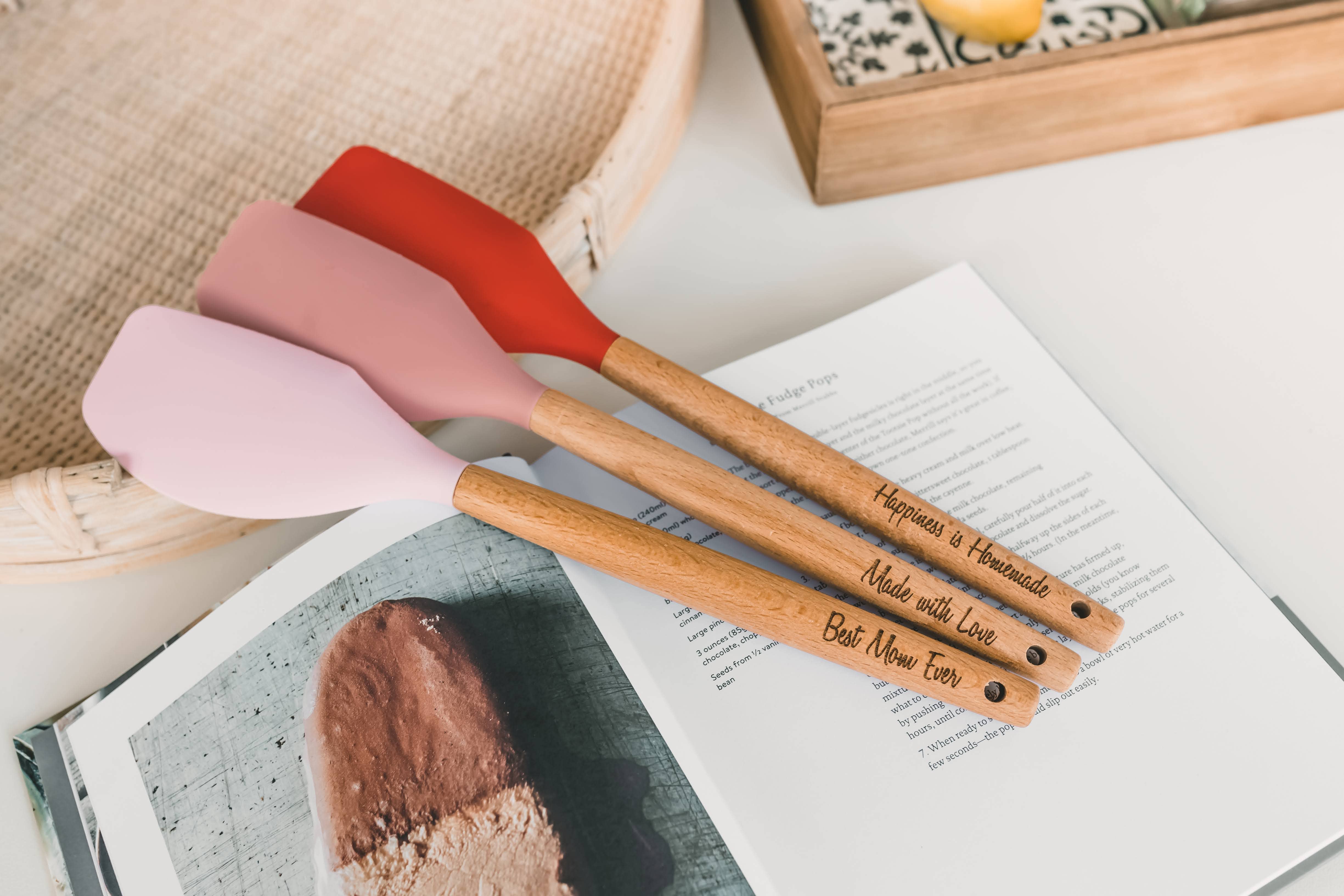 AFewSpareMoments - Wholesale Spatula/Turner - Spatulas, Engraved kitchen utensils, Wood, Silicone,15