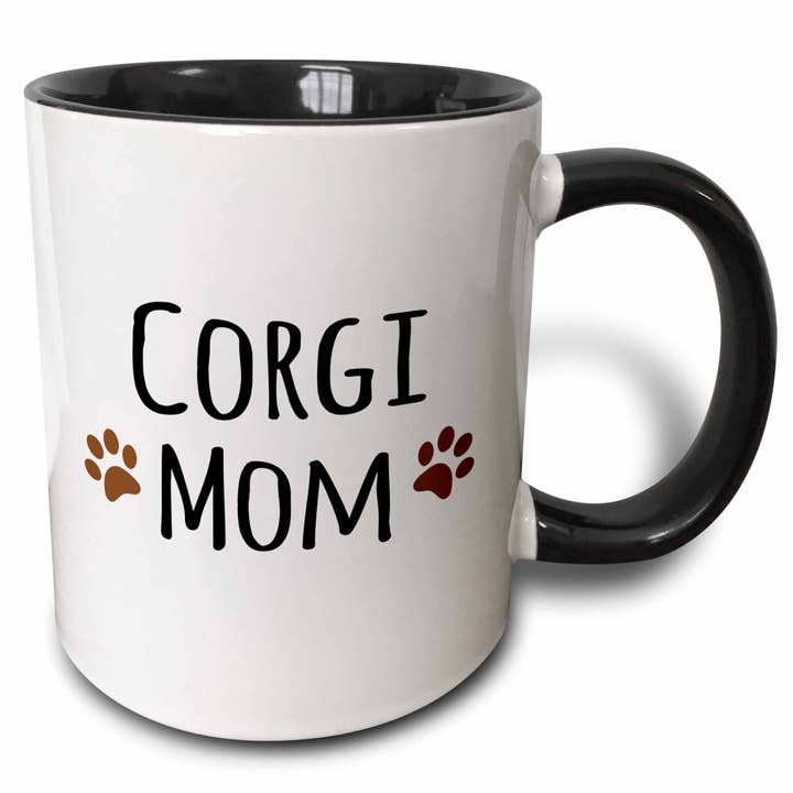 Caneca preta bicolor 11oz Corgi Dog Mom - Cachorro por raça - br por atacado de 3dRose