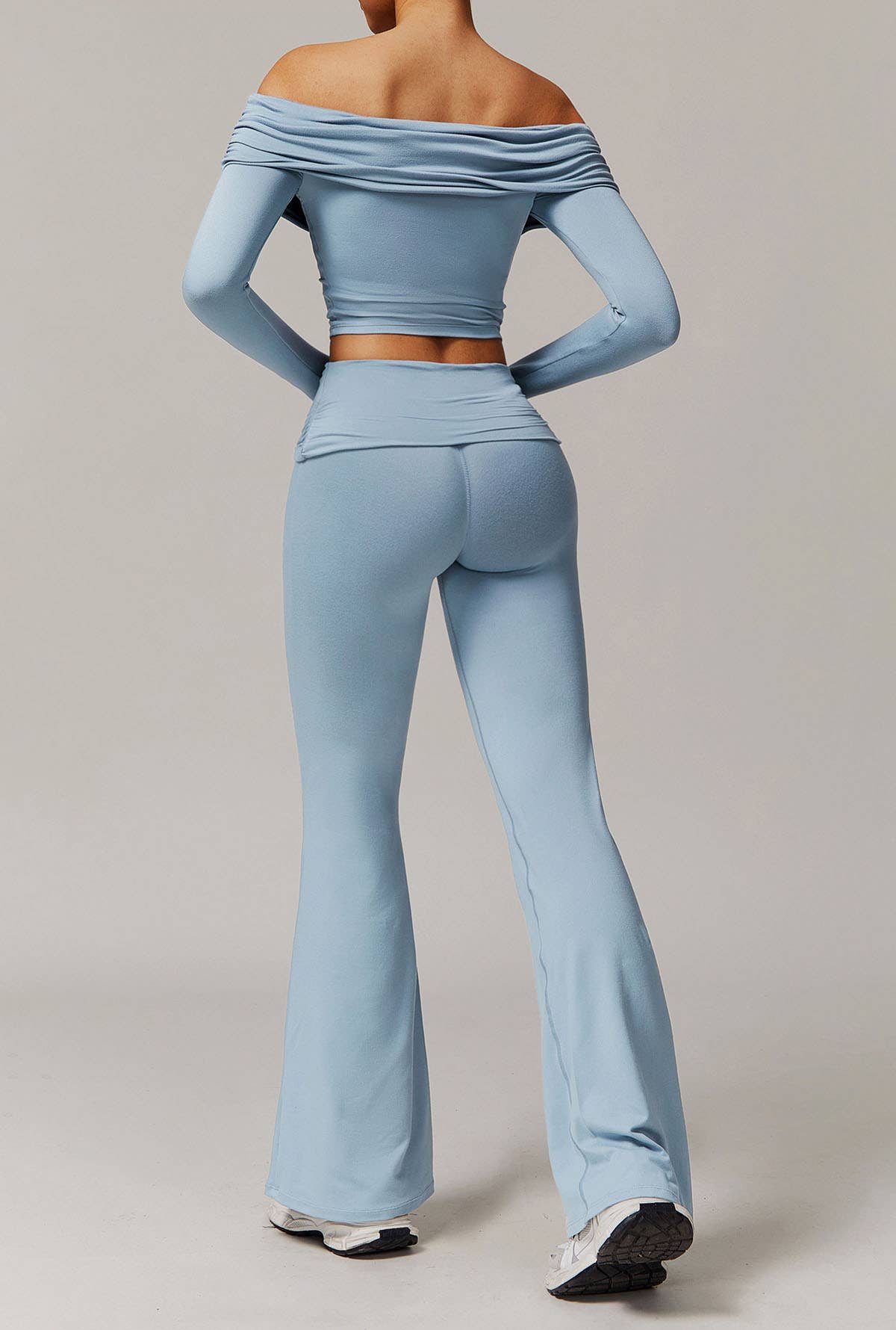 Crave by FW - Wholesale Activewear Set - Women's - Active Wear Set with Off Shoulder Crop Top and Flare Pants4