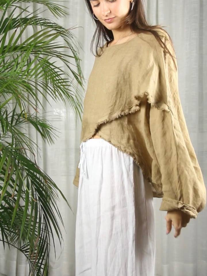 Linen & More - Wholesale Blouse - Women's - REF 83620 CROSSOVER BLOUSE 100% LINEN