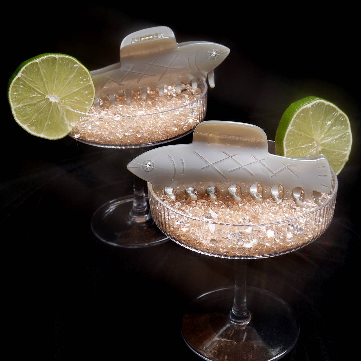 WINONA IRENE - Wholesale Hair Clip - Women's - Herring Fish Silver Acetate Hair Claw with Rhinestone Eye9