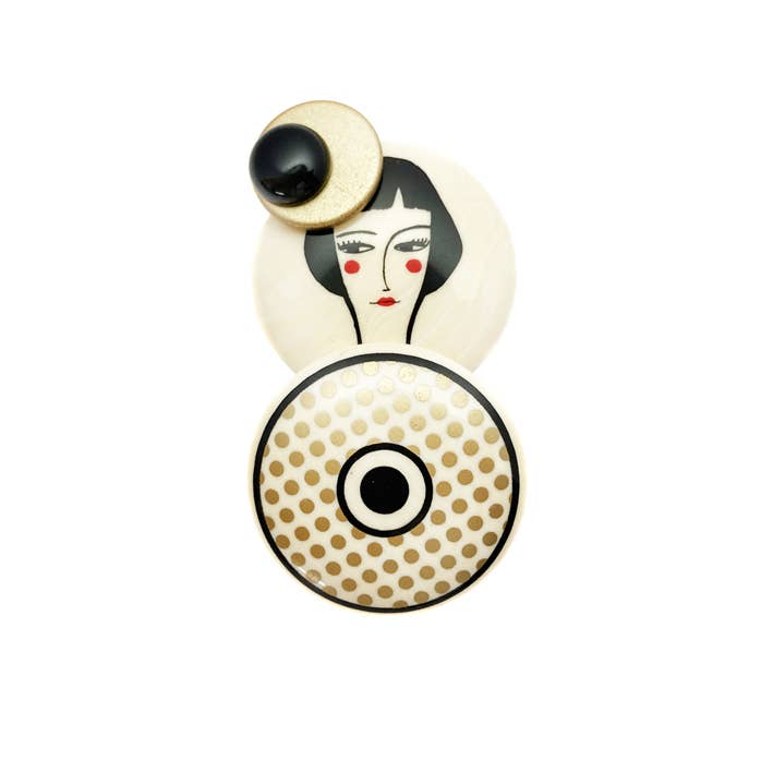 Ivory Black Gold La Roy Pin for wholesale on Faire1