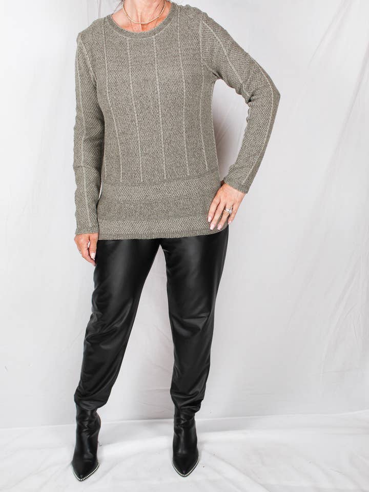 F21420-O - Oliven Combo - Stribet trøje A782 for engroshandel hos K & C Clothing, Inc.