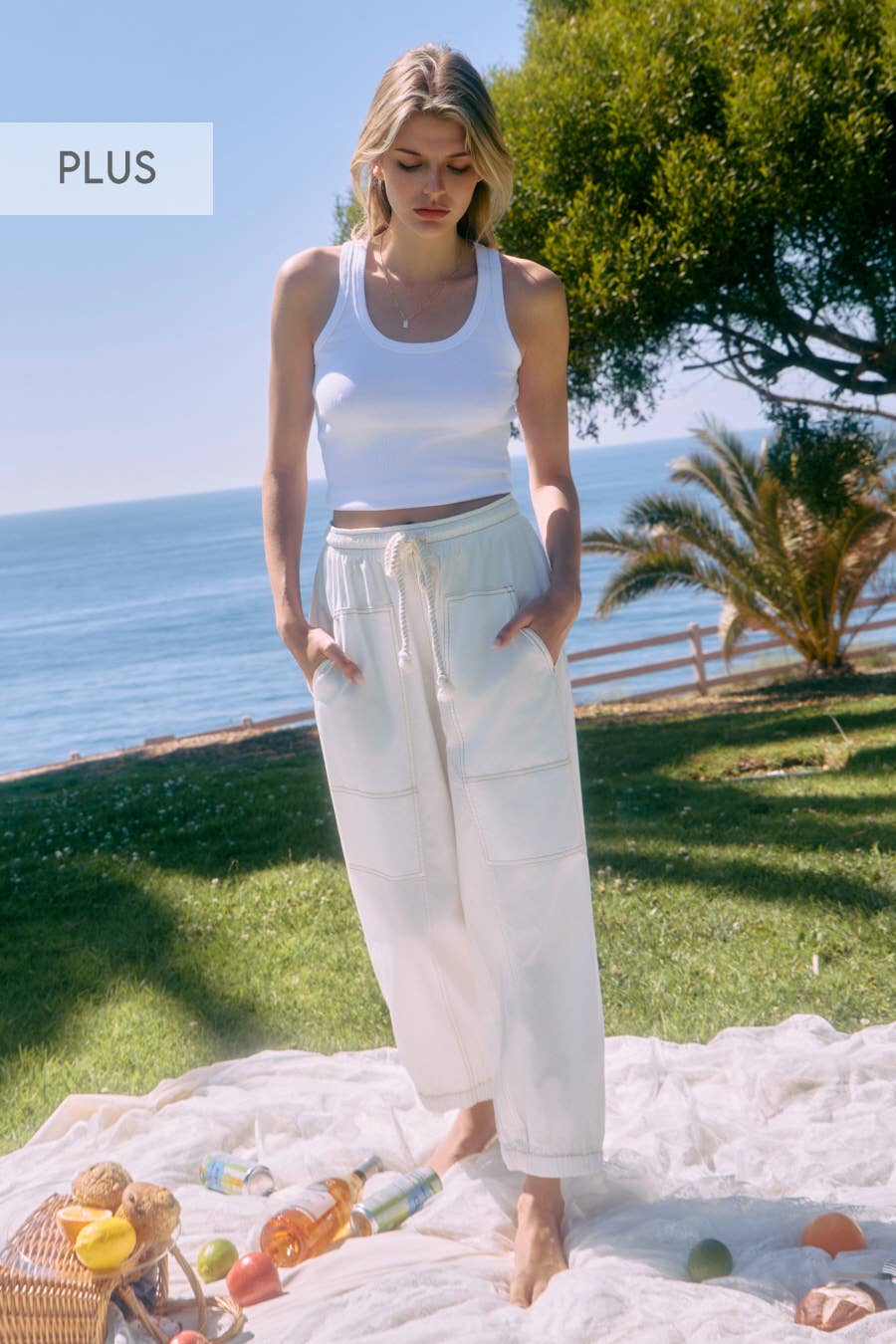 Oddi – wholesale Byxor - Dam – Plus-storlek byxor i bomull med ballongform och sömdetaljer7