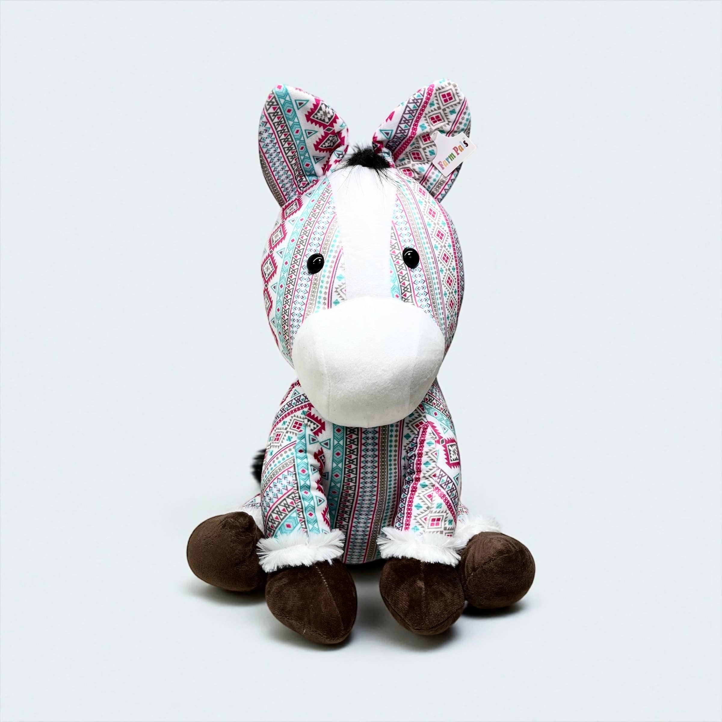 Western Linens - Wholesale Stuffed/Plush Toy - Kids & Baby - Large farm pal - pink Aztec horse 0