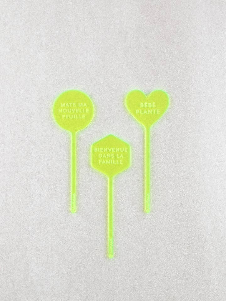 Baby Plant Marker - Neon Yellow Acrylic for wholesale by Greenterior