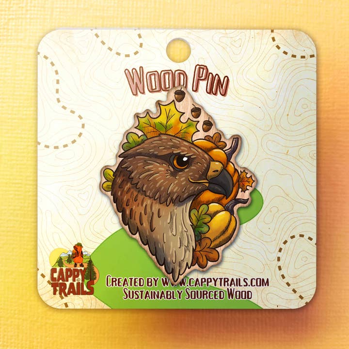 Pin de madera de halcón de hombros rojos para venta al por mayor de Cappy Trails