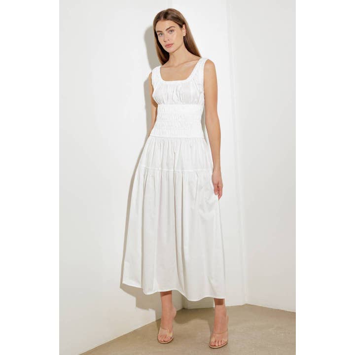 Stevige Geweven Smock Body Midi Jurk voor wholesale door omgstyles