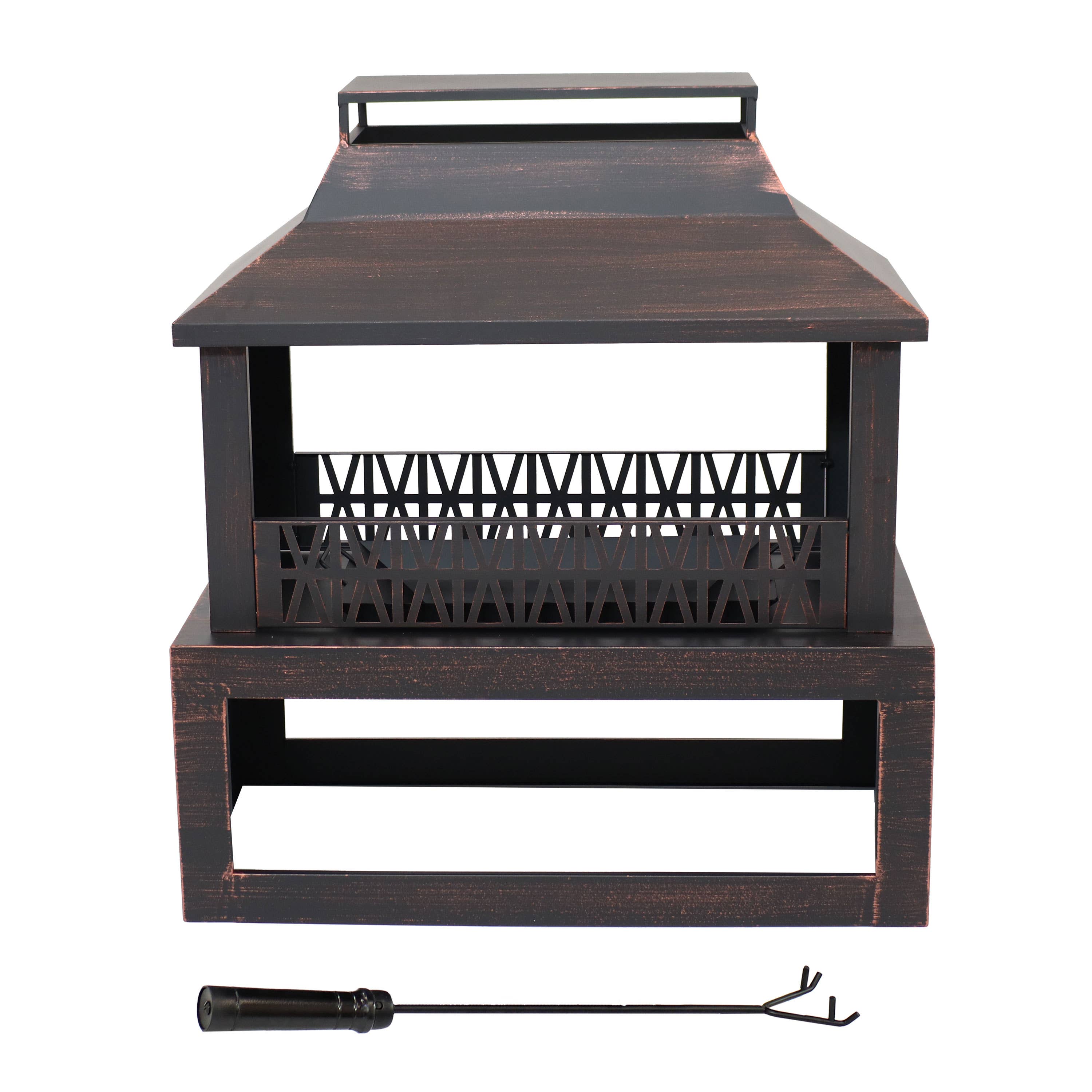 Sunnydaze Decor - Wholesale Fire Pit - 32 in Steel Outdoor Fireplace with Log Storage - Bronze1