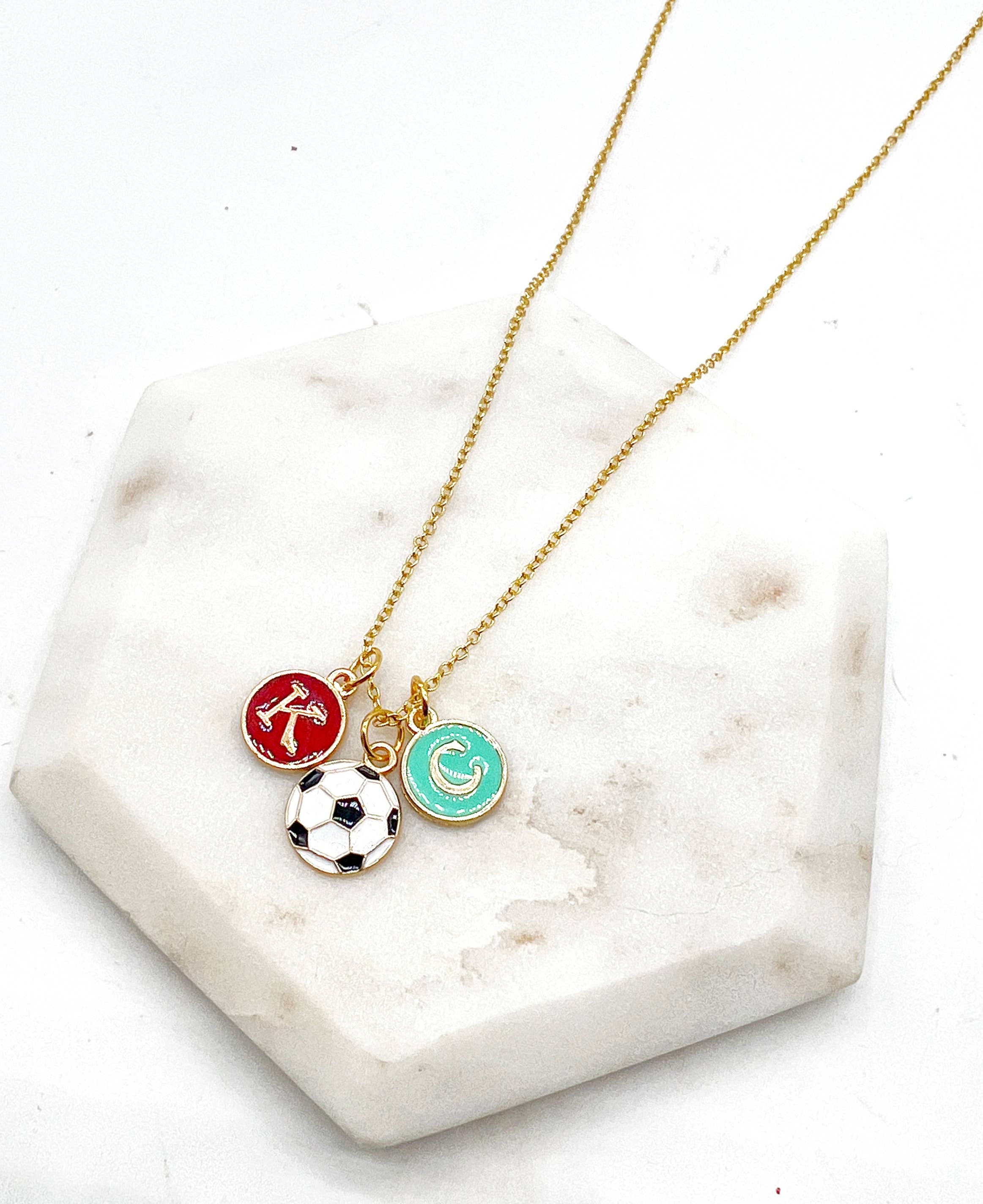 Baubles by B - Wholesale Pendant/Charm Necklace - Red Teal KC Enamel Charm Current Kansas City Necklace Soccer6