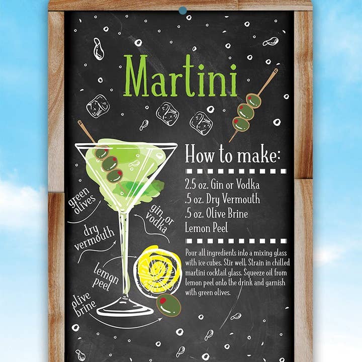 Lone Star Art - Wholesale Sign - Martini Bar Recipe - Metal Sign