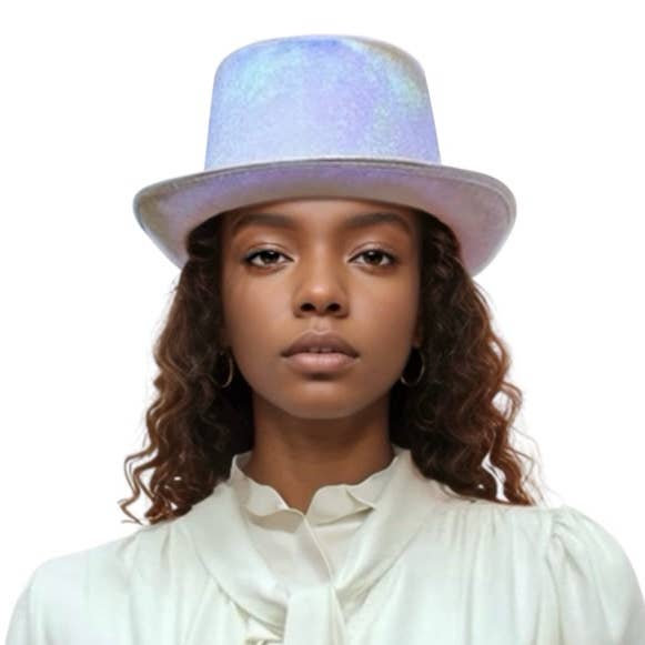 Iridescent White Top Hat for wholesale by KBW Global Corp.