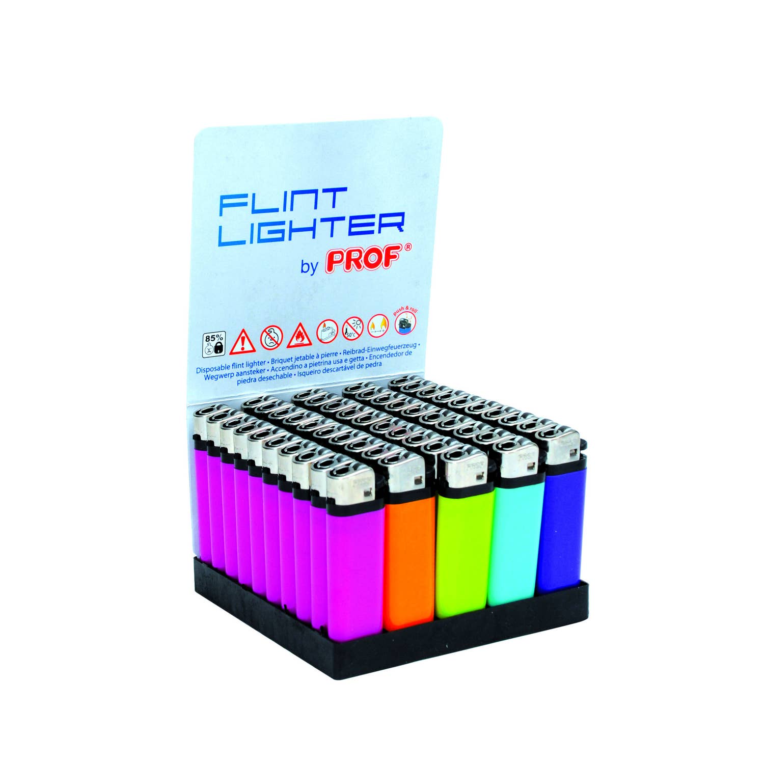 PROF - Wholesale Lighter - Display of 50 Trendy color lighters2
