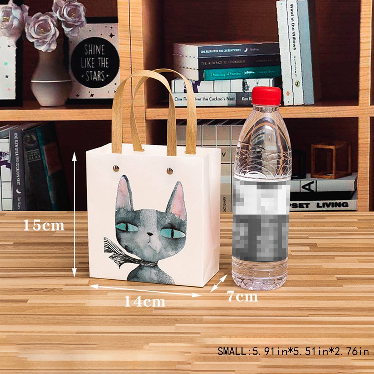 Beige INS STYLE SMALL FRESH CAT PAPER HANDBAG GIFT BAG_CWMM1036 for wholesale on Faire4