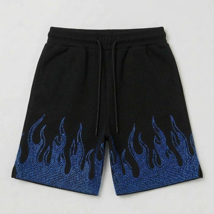 Shorts à strass Flammes déchaînées pour la vente par SHAM