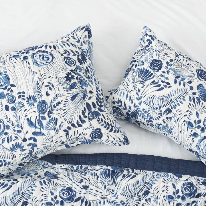 carol & frank - Wholesale Bedding Pillowcase/Sham - SALE Starla Blue Floral Euro Sham2