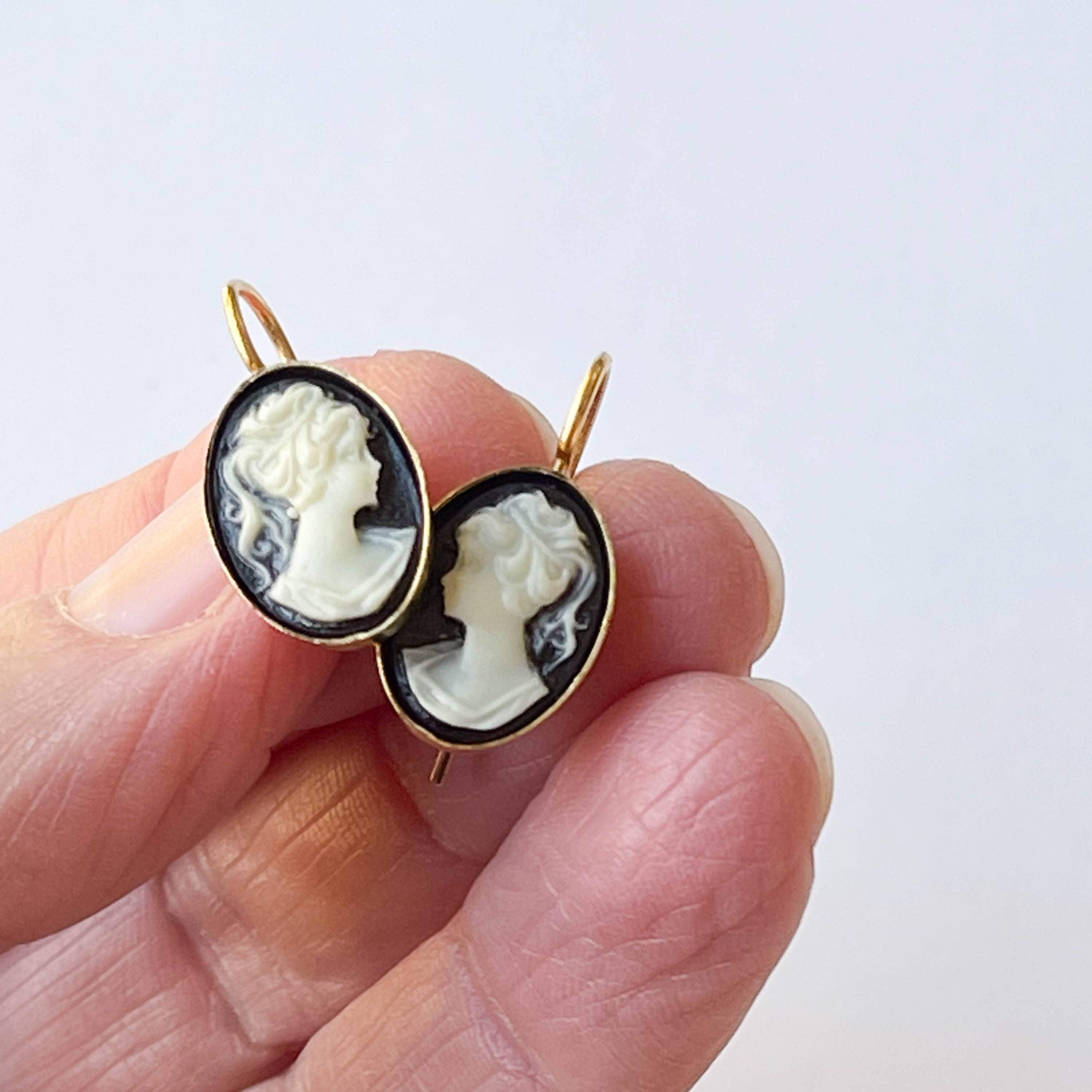Nest Pretty Things - Wholesale Dangle Earrings - Small Black Cameo Earrings3
