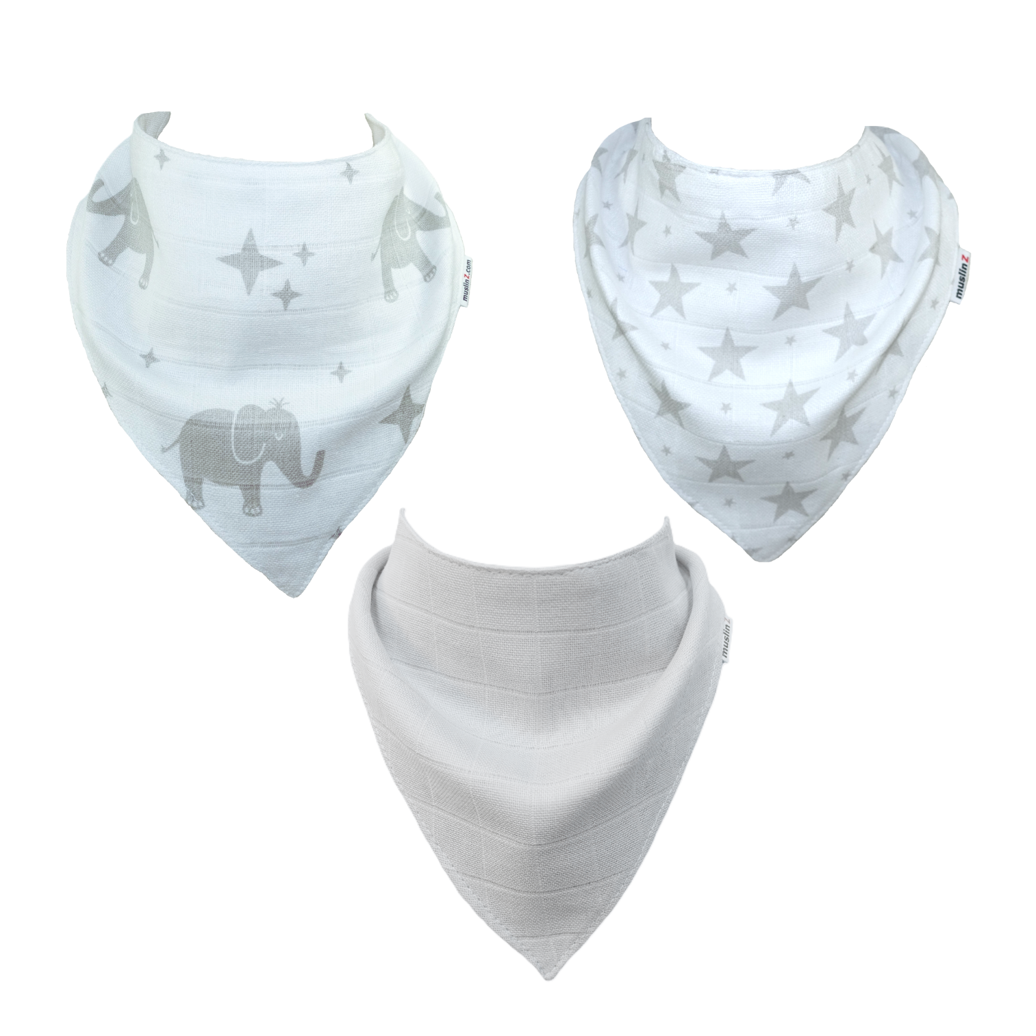 Muslinz - MerryGoRoundUK Ltd – wholesale Bandana bib – MuslinZ 3pk Cotton Muslin Dribble Bibs12