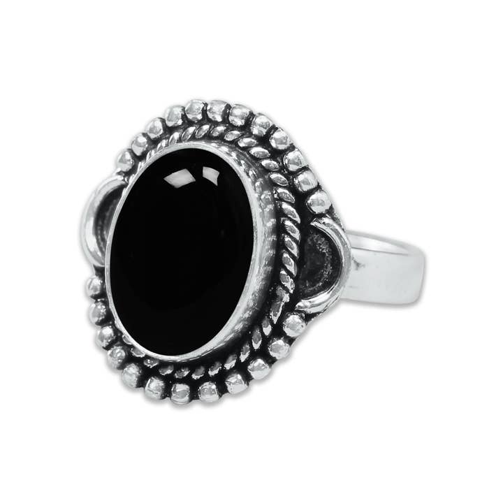 Handmade Jewels - Wholesale Cocktail/Statement Ring - Black Onyx Rings – Handmade, Silver-Plated, Assorted Boho Designs (US Sizes 6–10)10