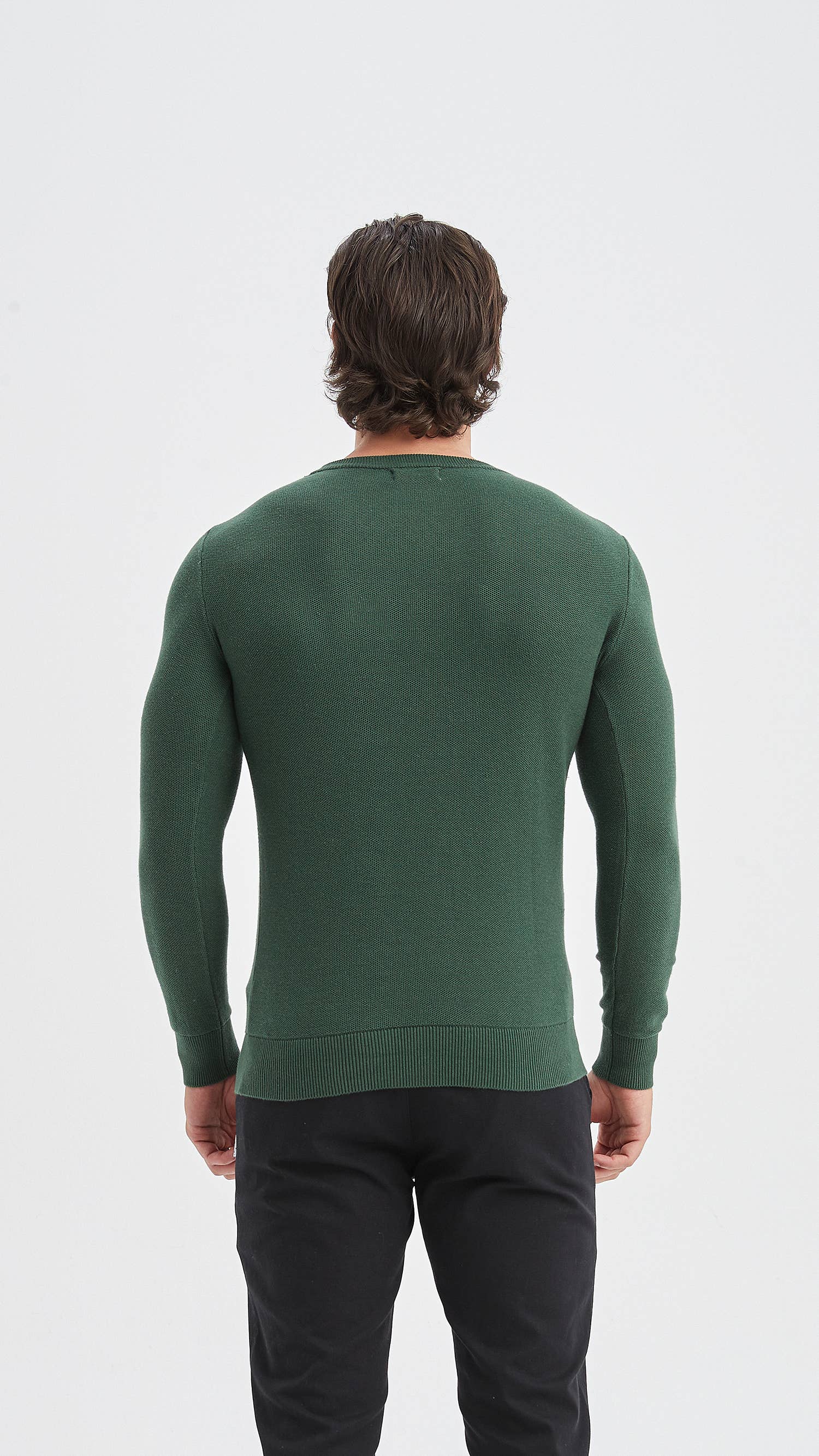 Yves Enzo - Wholesale Knit Sweater - Men's - Crew neck cotton pique jumper - Green mint3