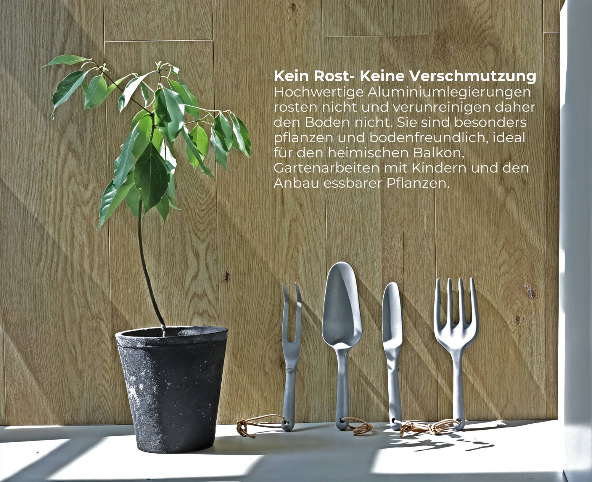 PUREGREEN GmbH – Engroshandel Haveværktøj – PG EcoAmour Aluminium Haveredskabssæt, 4-dele - Ergonomisk7