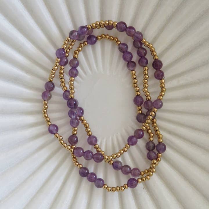 Gold Beaded Kyla Crystal Waterproof Non-Tarnish Bracelets for wholesale by Curated By Suarez