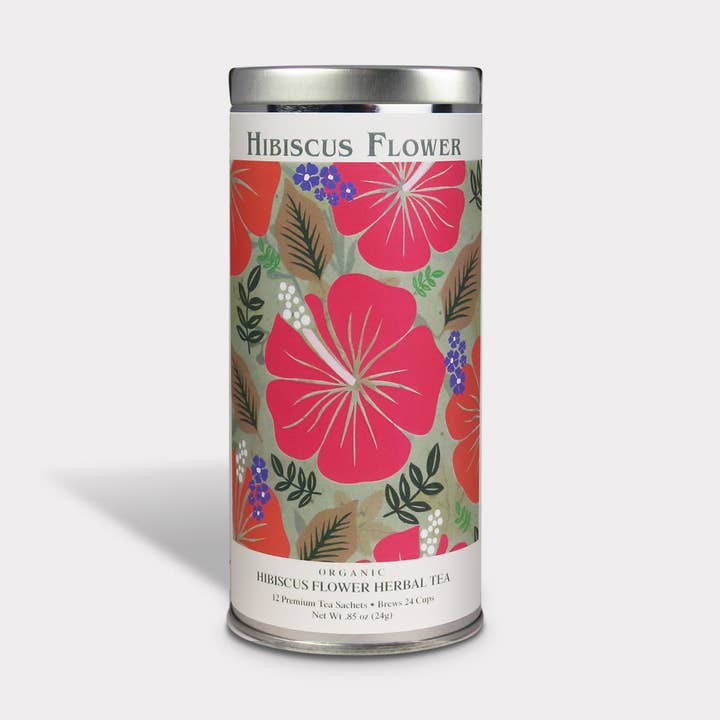 Fluer Nuevo Hibiscus Flower Tea - 12 Tea Sachets - Tall Tin for wholesale by The Tea Can Company