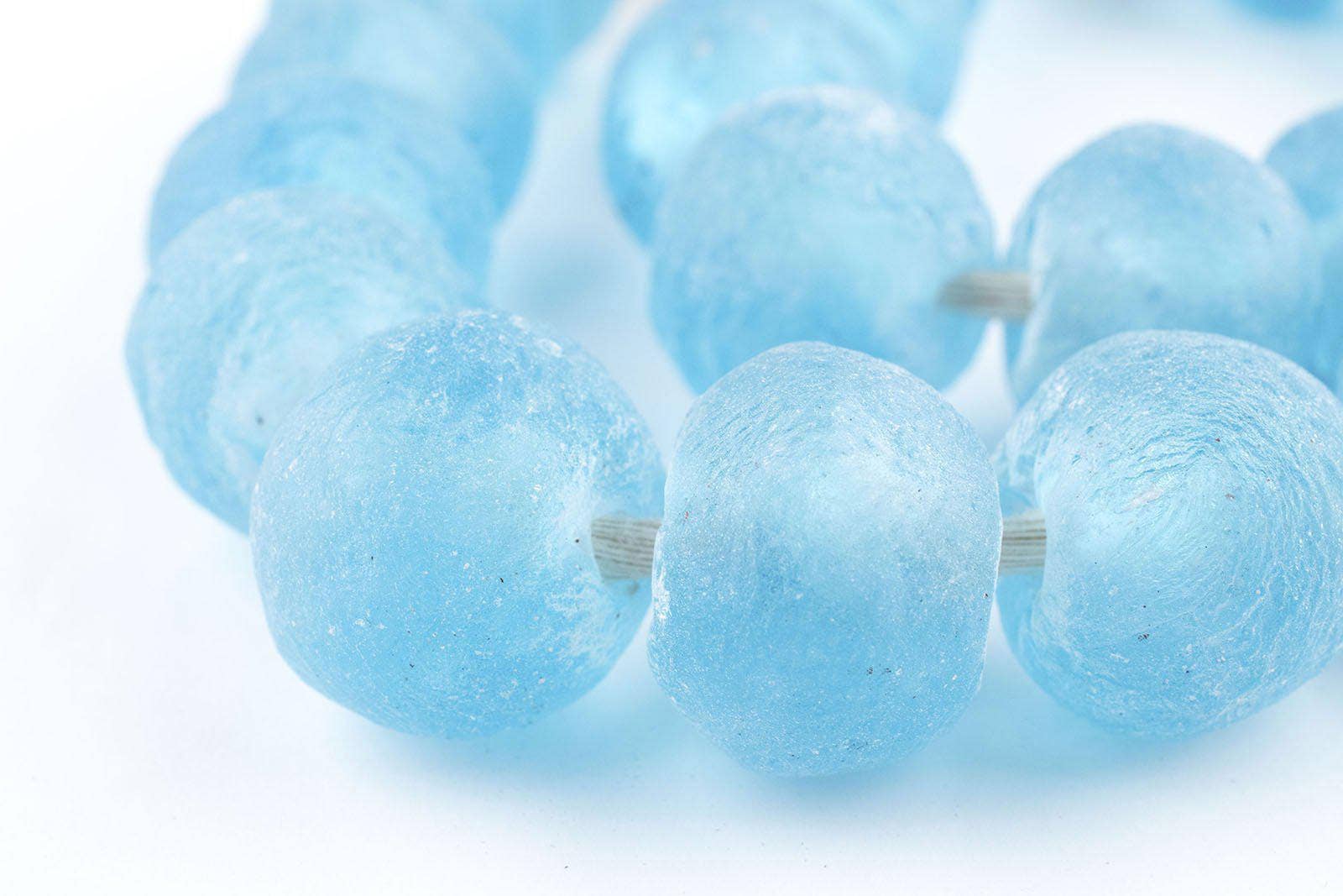 The Bead Chest - Wholesale Beads - 23mm Jumbo Baby Blue Recycled Glass Beads1
