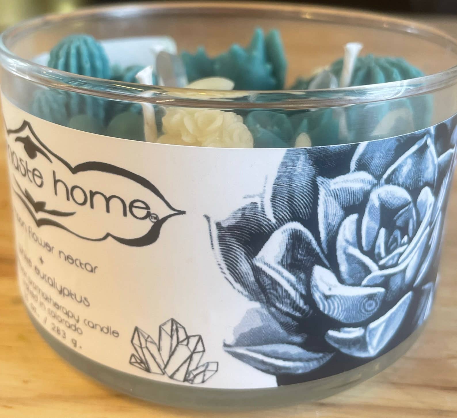 Namaste Home - Wholesale Jar/Filled Candle - Succulent Crystal Terrarium Candles, Echeveria Desert Candle3