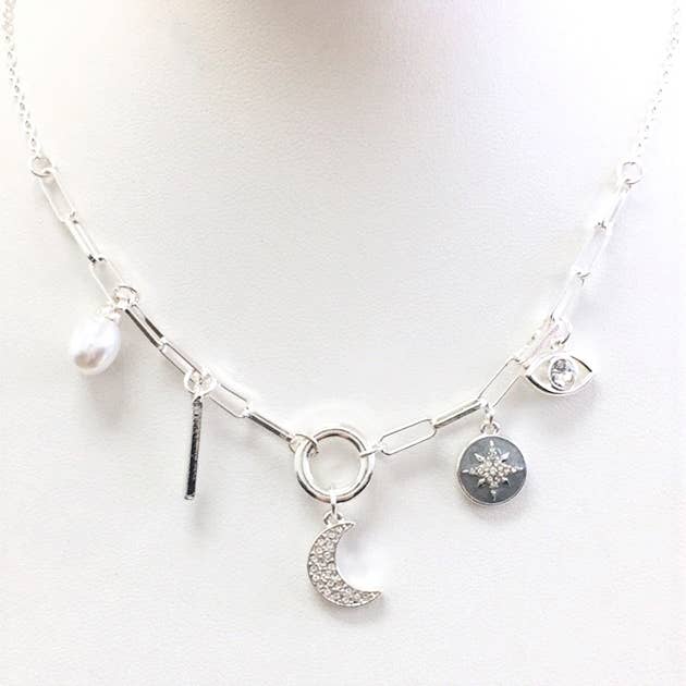 StarryNYC - Vendita all'ingrosso Collana con ciondolo/pendaglio - Collana a catena a forma di mezzaluna con ciondoli multipli1