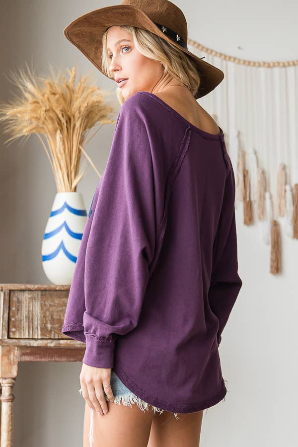 PURPLE T1139-1B Graphic Semi- Crop Top, Gameday for wholesale on Faire6