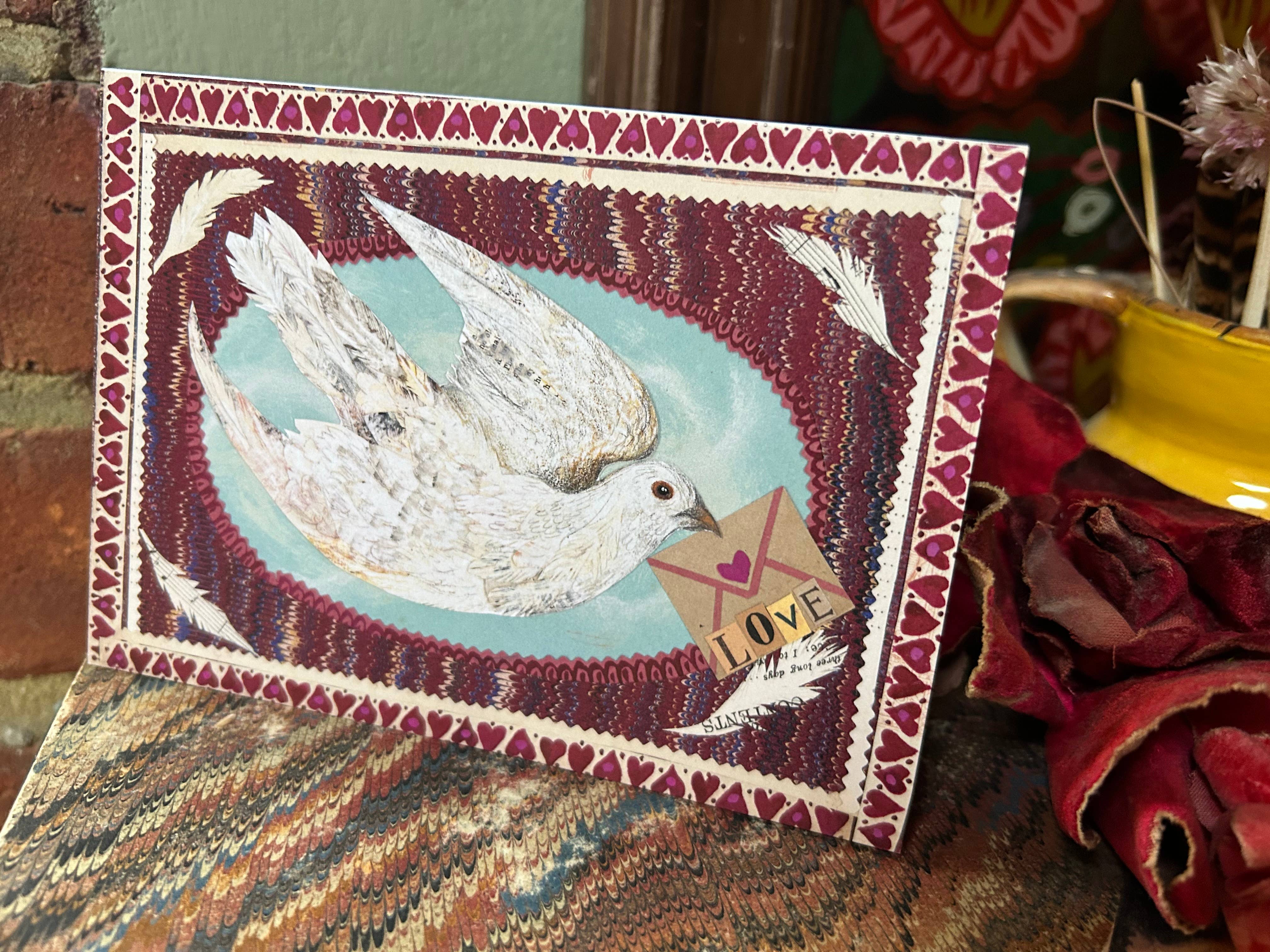 Clare O’Neill Artworks – wholesale Valentine's Day card – A6 Valentine Dove blank greeting card3