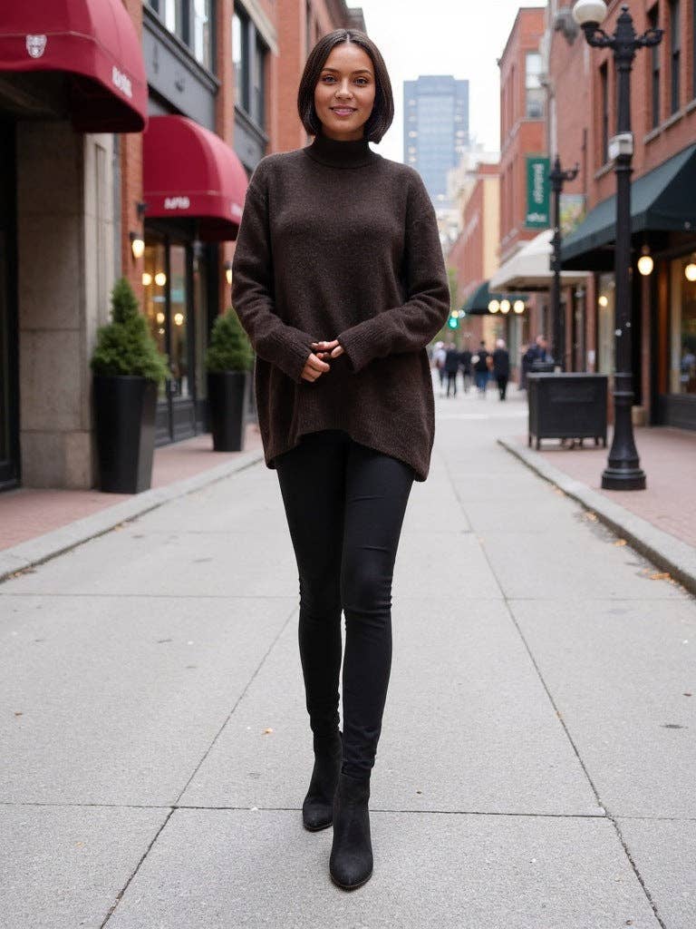 Marayn - Wholesale Knitted jumper – Women′s - Cozy Oversized Turtleneck Knit Sweater for FallWinter18