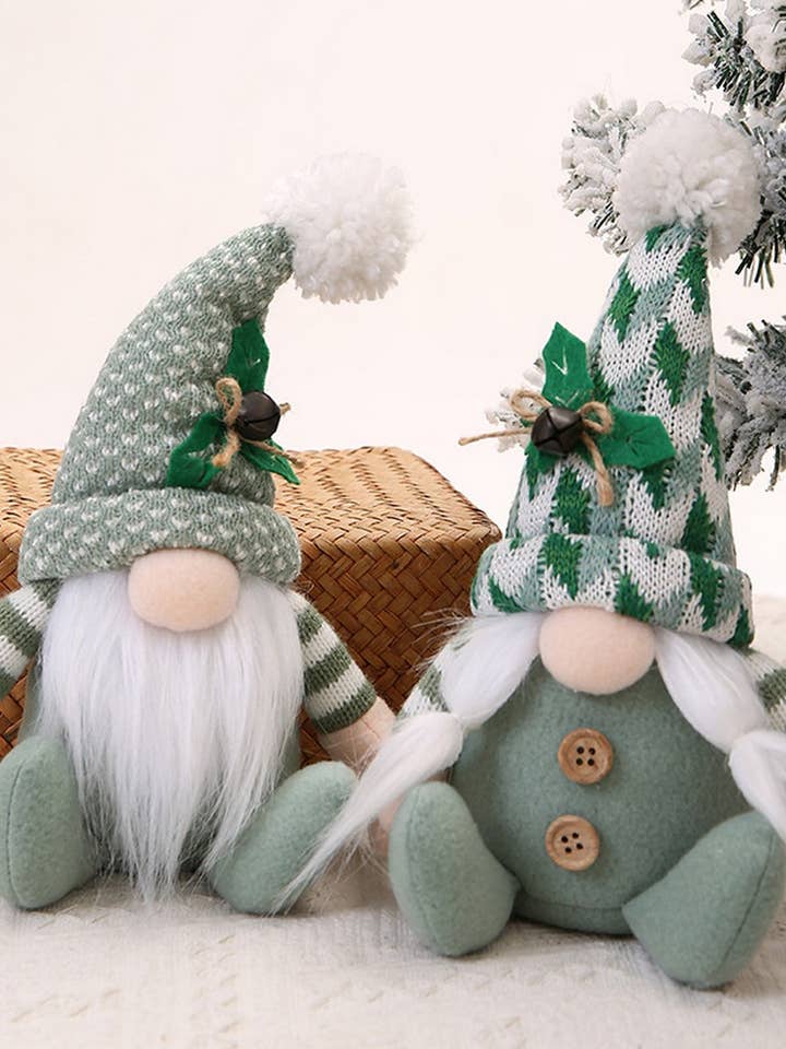 CWMM10351_DÉCORATION ASSISE EN PELUCHE DE LUTIN DE NOËL TRICOTÉE pour la vente par NINEXIS