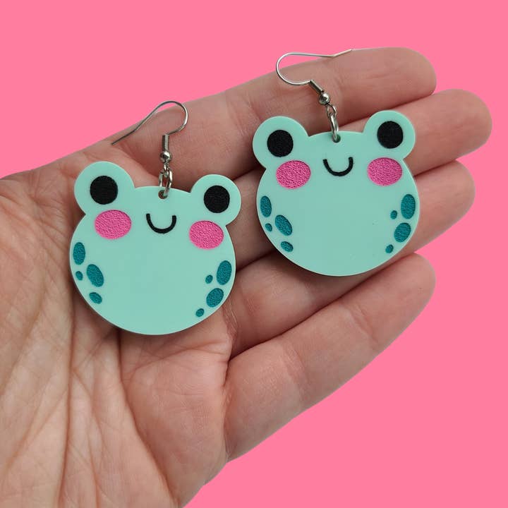 Cutie Frogs - Earrings - Laser Cut for wholesale by Mini Kitty Designs