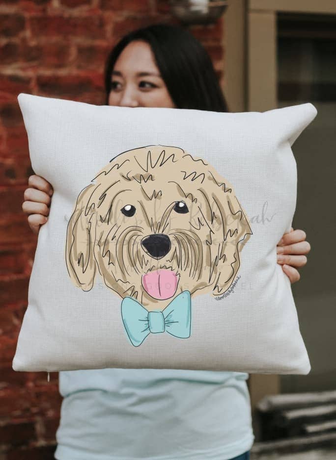 Doodles By Rebekah - Wholesale Throw/Decorative Pillow - Golden Doodle Square Pillow10