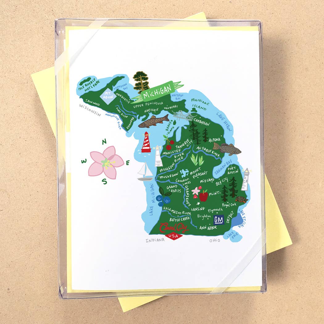 Allport Editions - Wholesale Briefpapier/indexkaartenset - Hallo USA Boxed Card-serie - ALLE 50 STATEN HIER!24