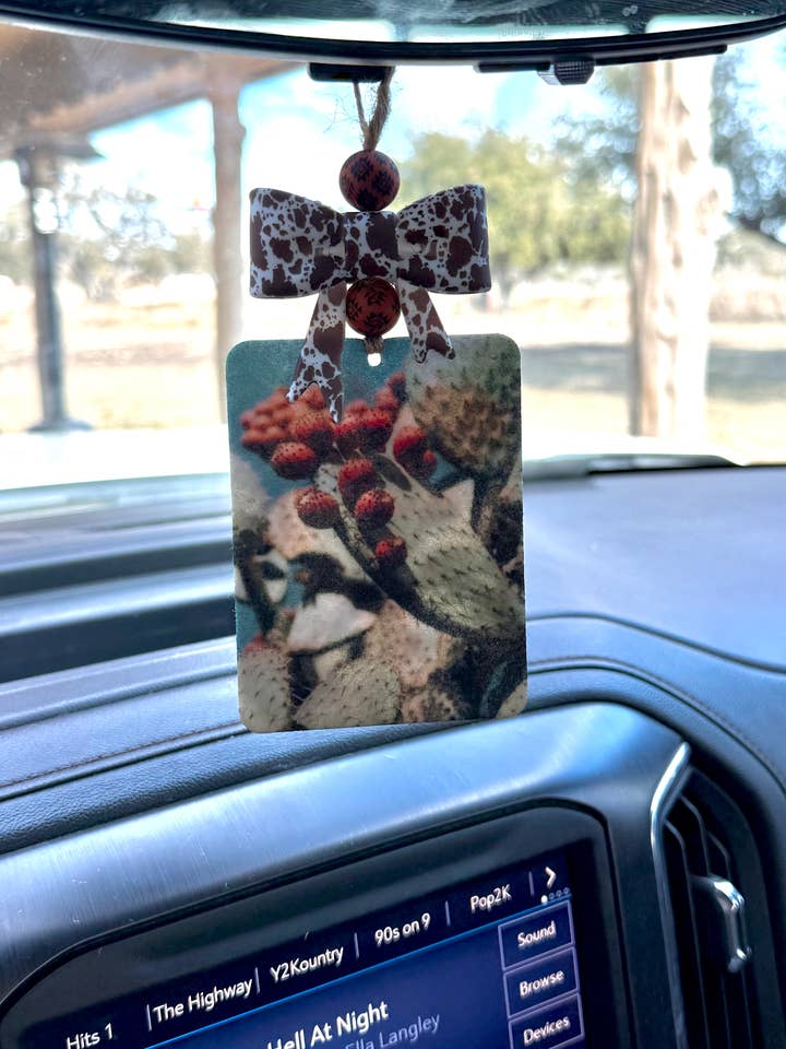 Rust Cactus Bow Car Freshener for wholesale by The Prickly Five