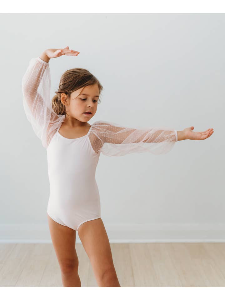 Cheeky Plum - Wholesale Leotard – Child - Mesh Long Sleeve Leotard - Pink Bliss5