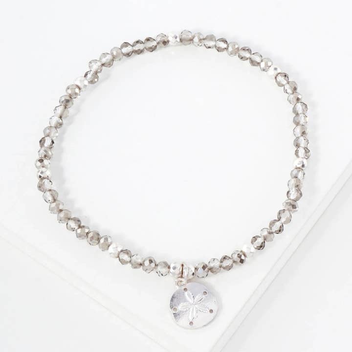 Wild Honey - Wholesale Anklet - Glass-Beaded Sand-Dollar Charm Stretch Anklet1