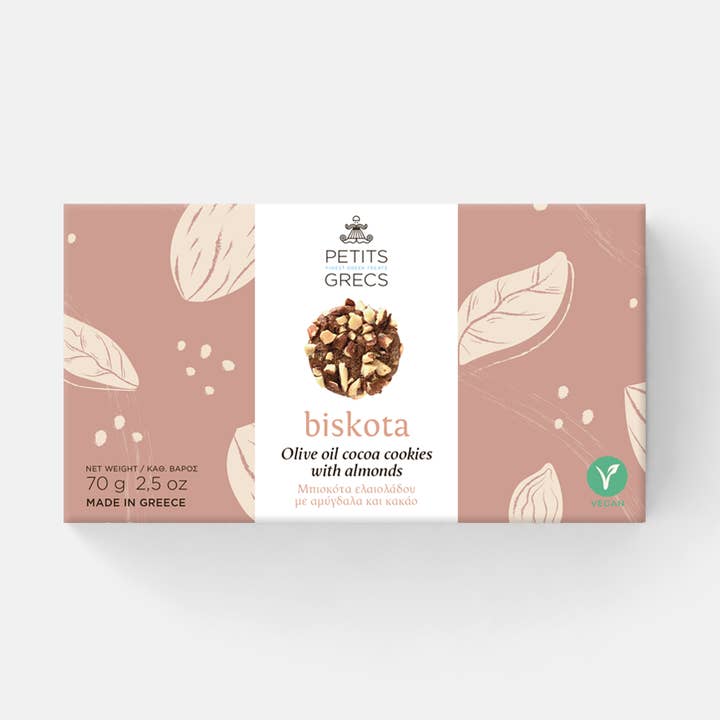 Mini Biskota - Olive oil cocoa cookies with almonds for wholesale by PETITS GRECS P.C.