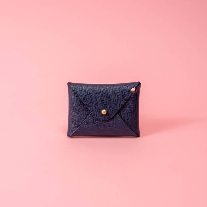 Midnight Blue Pebbled Leather Card Wallet for wholesale by Avryn Co.