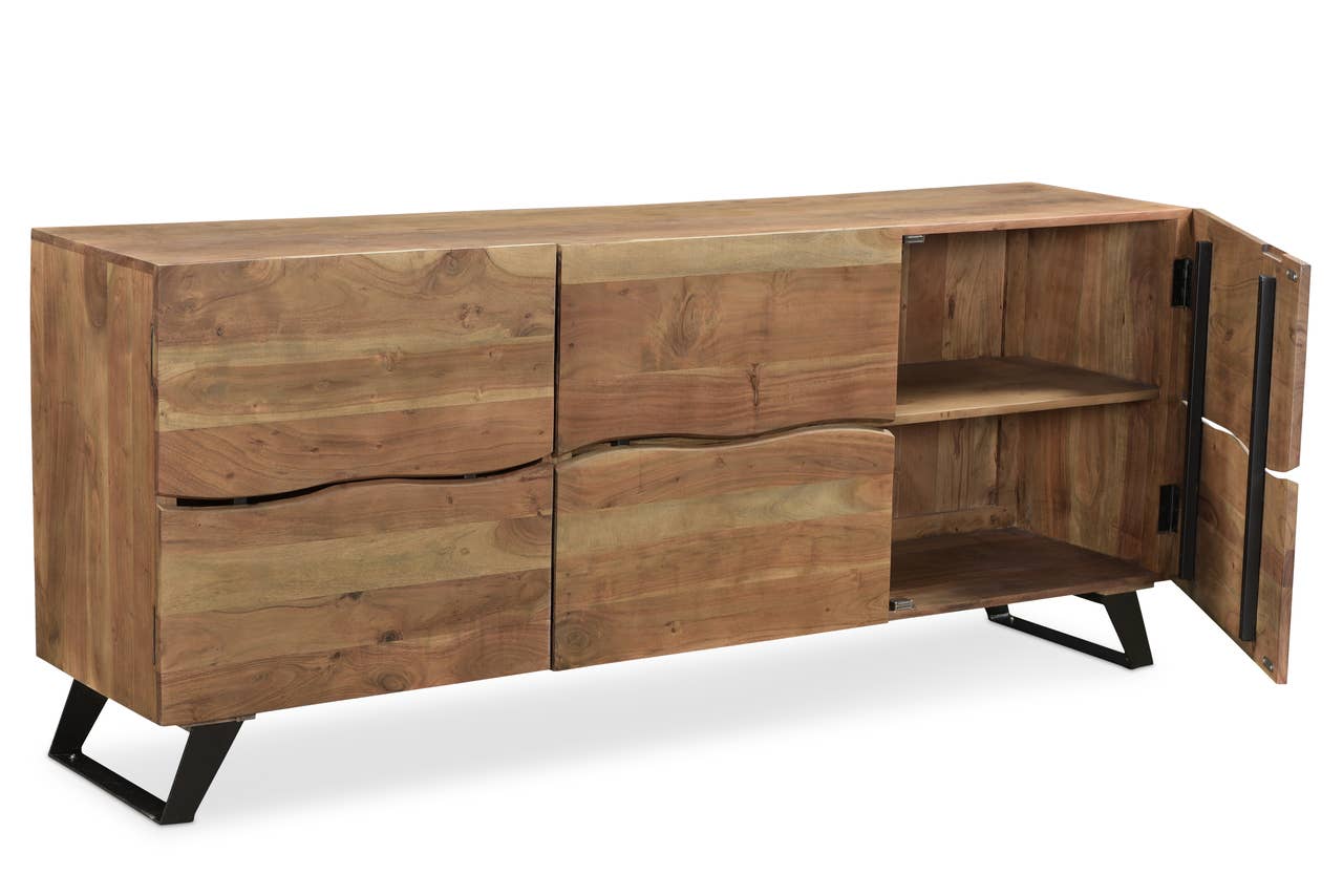 Timbergirl - Wholesale Sideboard - Timbergirl Light Acacia Live Edge Sideboard with Black Legs1