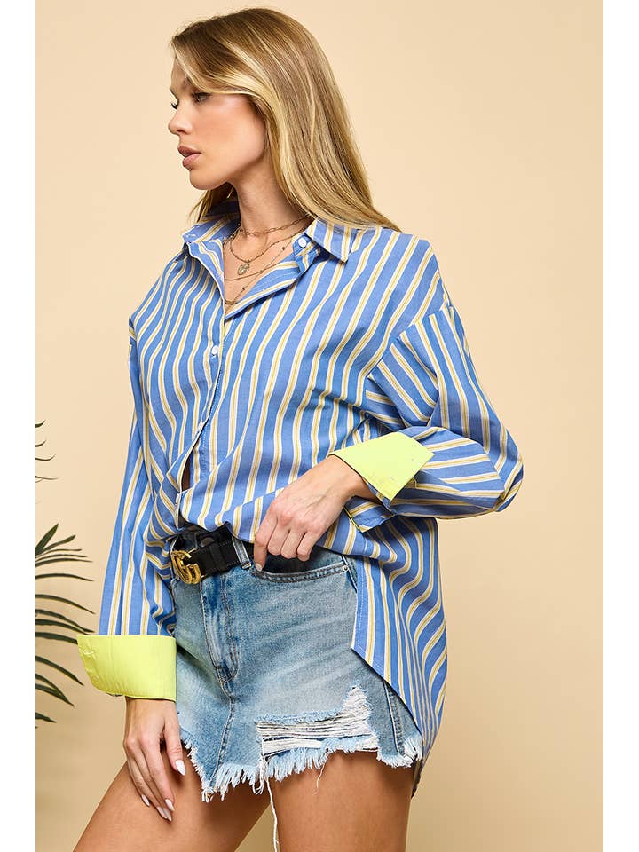 Blue Striped Long sleeved Shirt for wholesale on Faire6