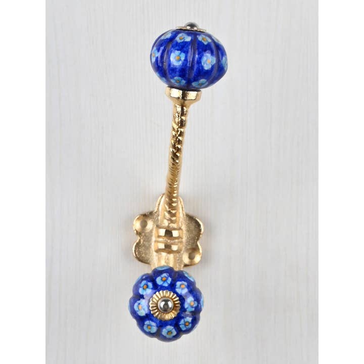 KNOBCO - Wholesale Wall Hook - Blue Decorative Handmade Ceramic Wall Hook |Vintage Wall Hook |Metal Wall Hooks |Furniture Hardware Hooks| Bath Hooks7