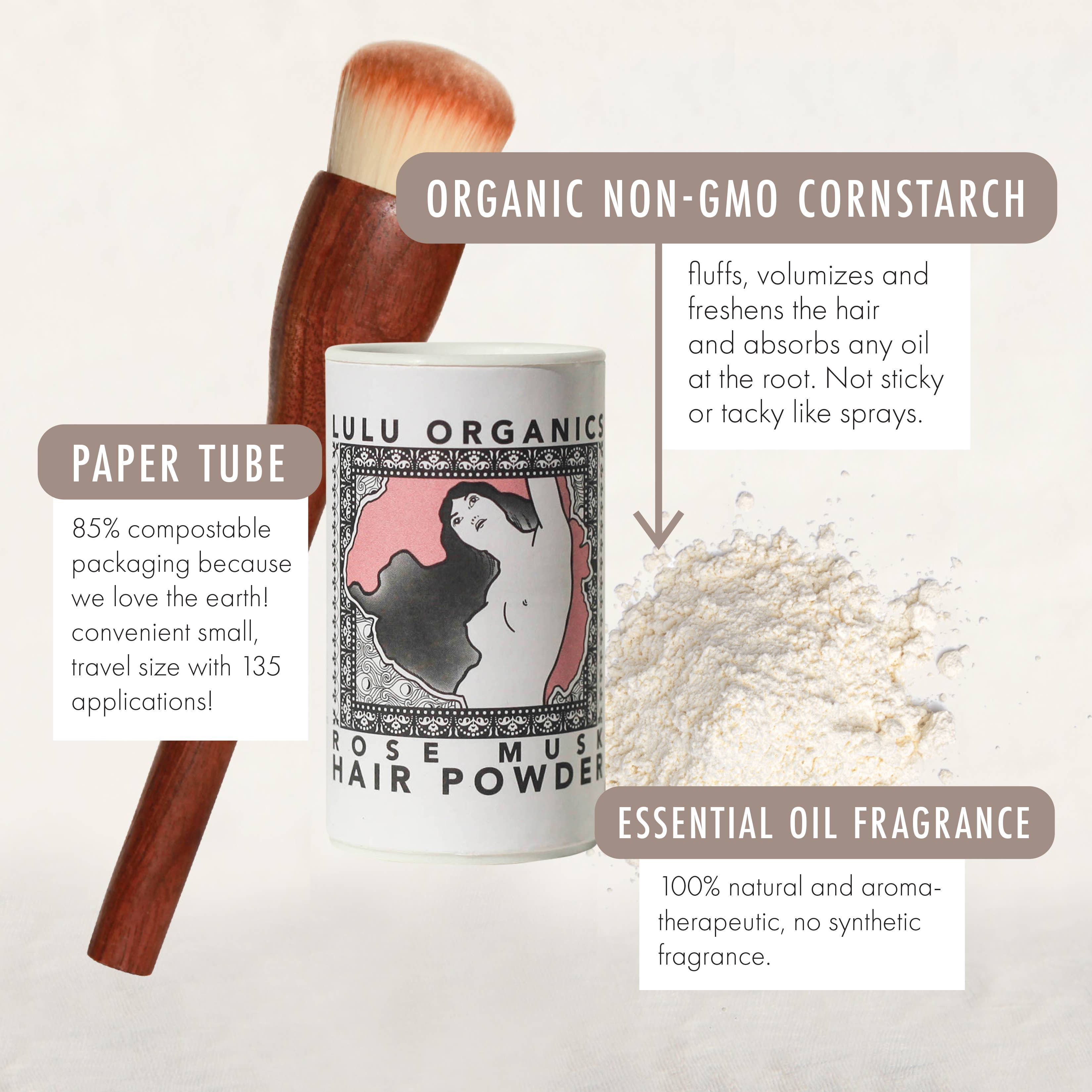 LULU ORGANICS - Wholesale Dry Shampoo - Rose Musk Travel Size Hair Powder Shampoo 1oz1