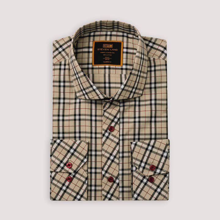 Le Raoul Check | Col Classique | Poignet à Boutons en Biseau pour la vente par Steven Land