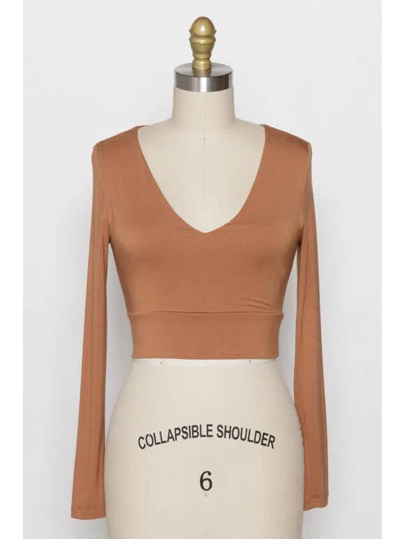 Final Touch - Venta al por mayor Jersey corto de punto - Mujer - Top Corto de Doble Capa con Escote en V - T3016216